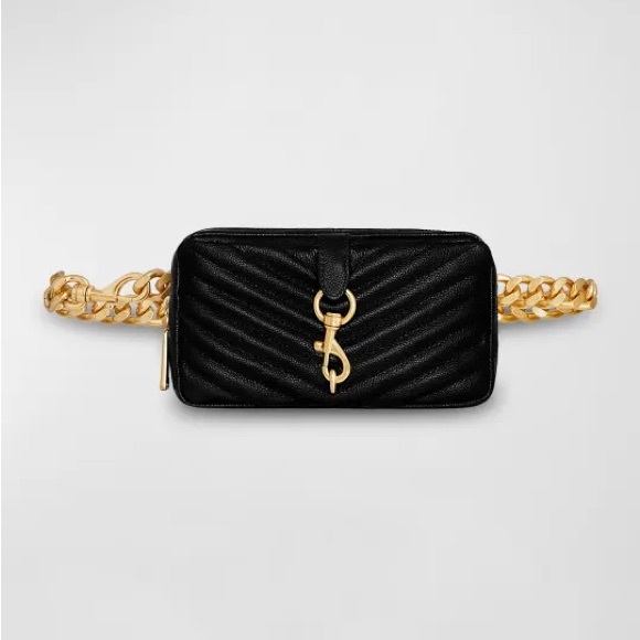 Rebecca Minkoff Handbags - Rebecca Minkoff Black Gold Quilted Chain Belt Crossbody Bag